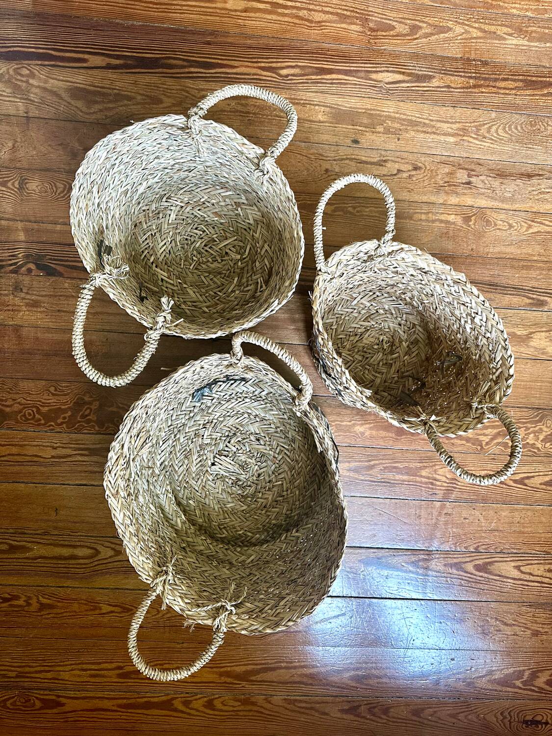 Lot of 3 old baskets