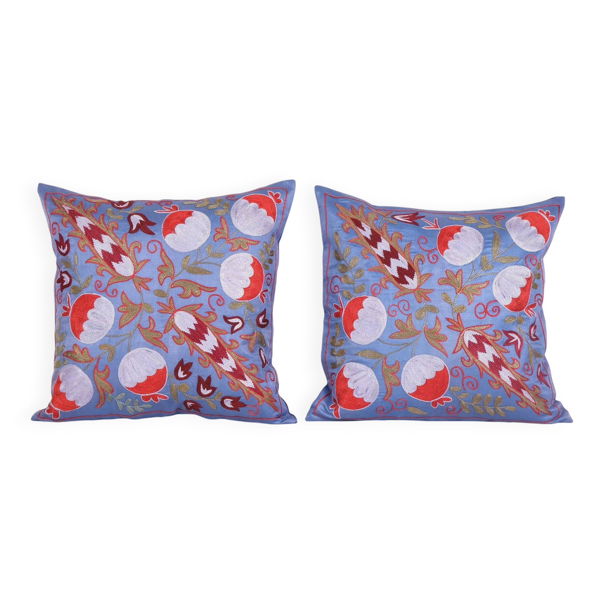 Set of 2 vintage embroidered cushion covers 48x48 cm