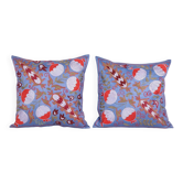 Lot de 2 housses de coussin brodées vintage 48x48 cm