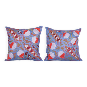 Lot de 2 housses de coussin brodées vintage 48x48 cm