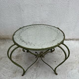 Wrought iron coffee table with mirror top