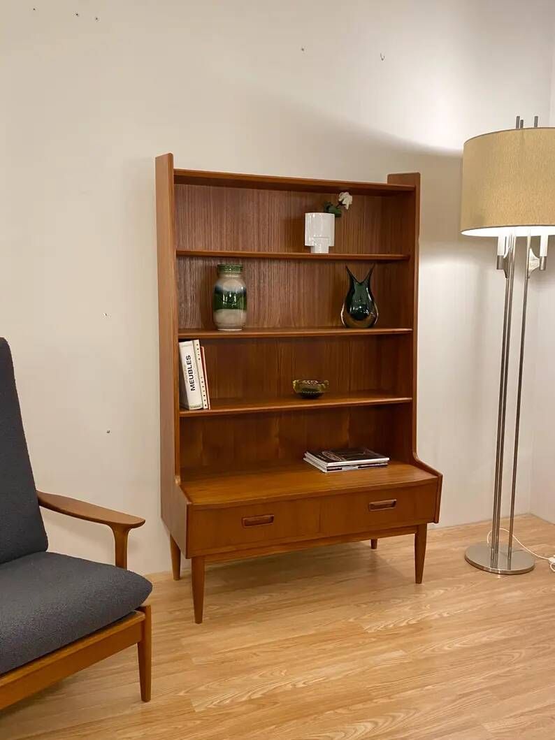 Bibliothèque scandinave en teck signé Brdr. Larsens Møbelfabrik, Danemark 1960s