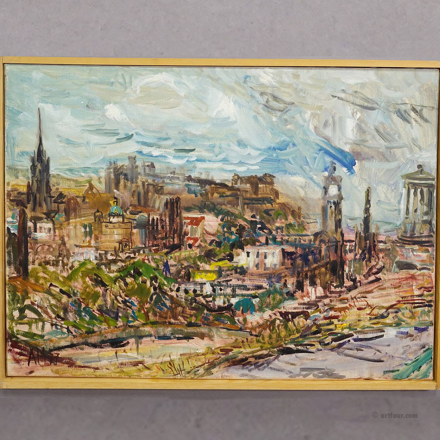 Urban landscape Edinburgh – Oil painting by Alexander Michael, 1977