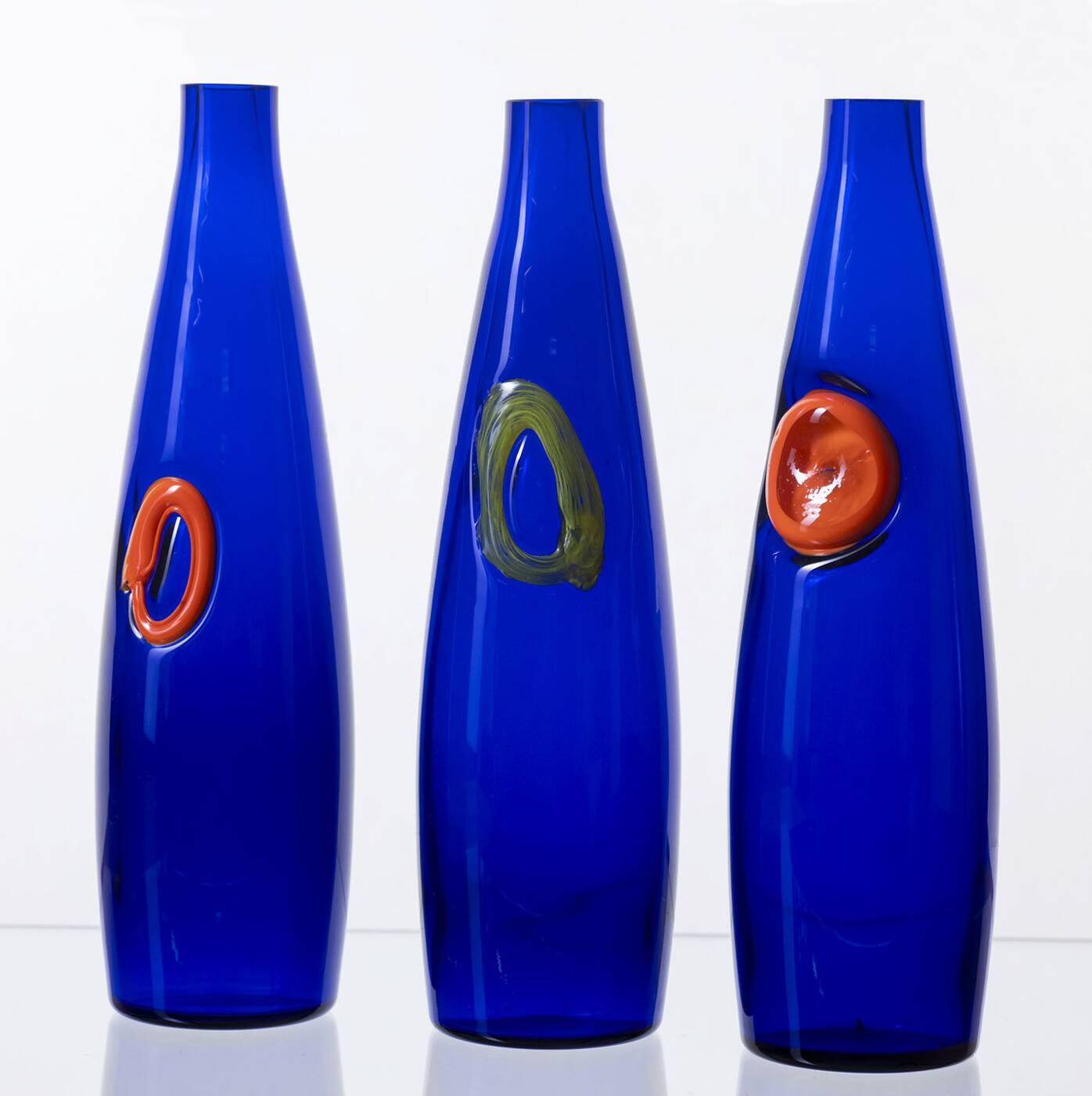 Set of Blue Glass Vases, 1970s