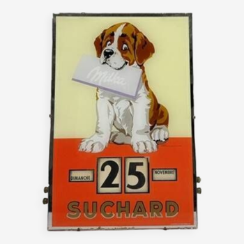 Perpetual calendar in window sticker for suchard milka circa 1965