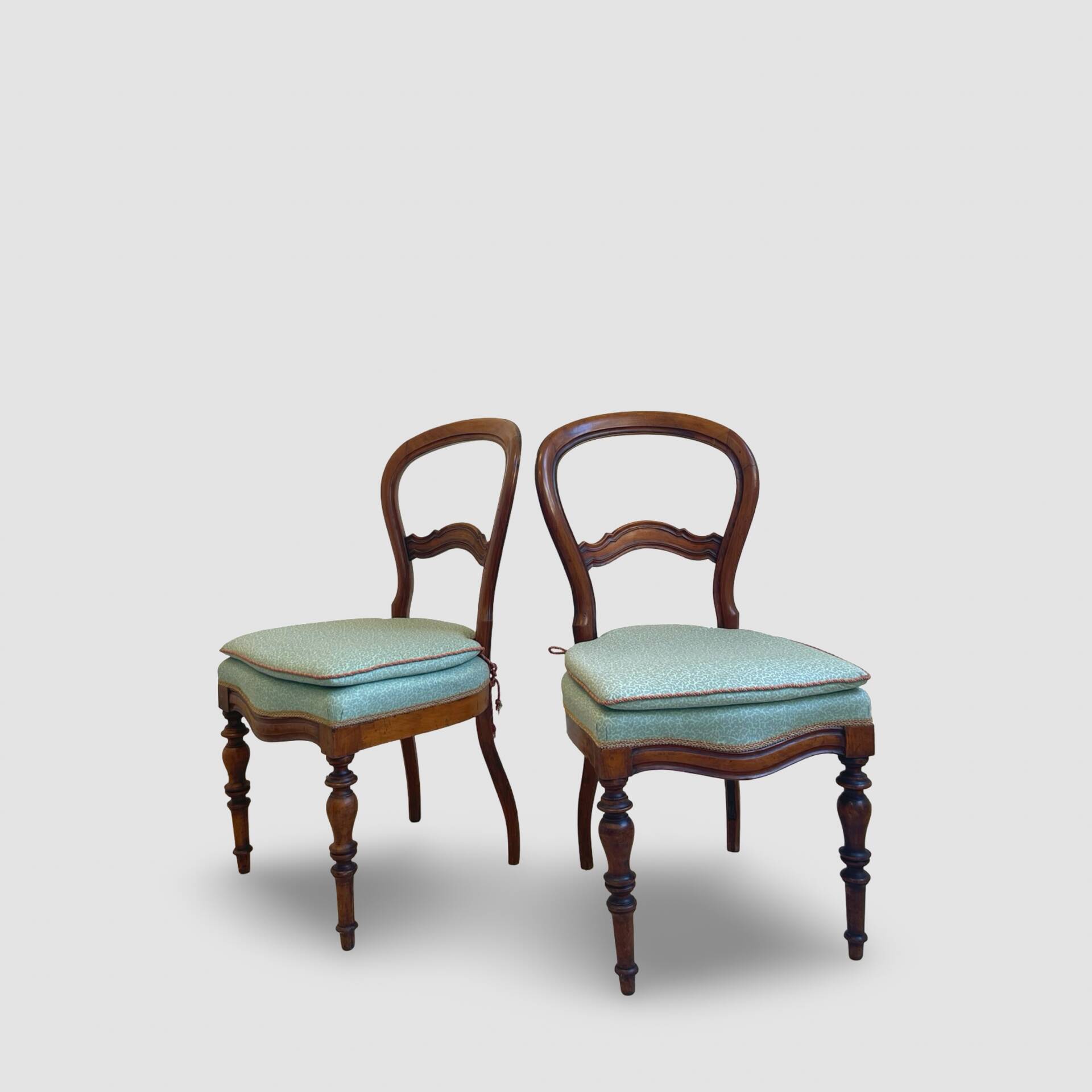 Antique Victorian era ballon back chairs and stool