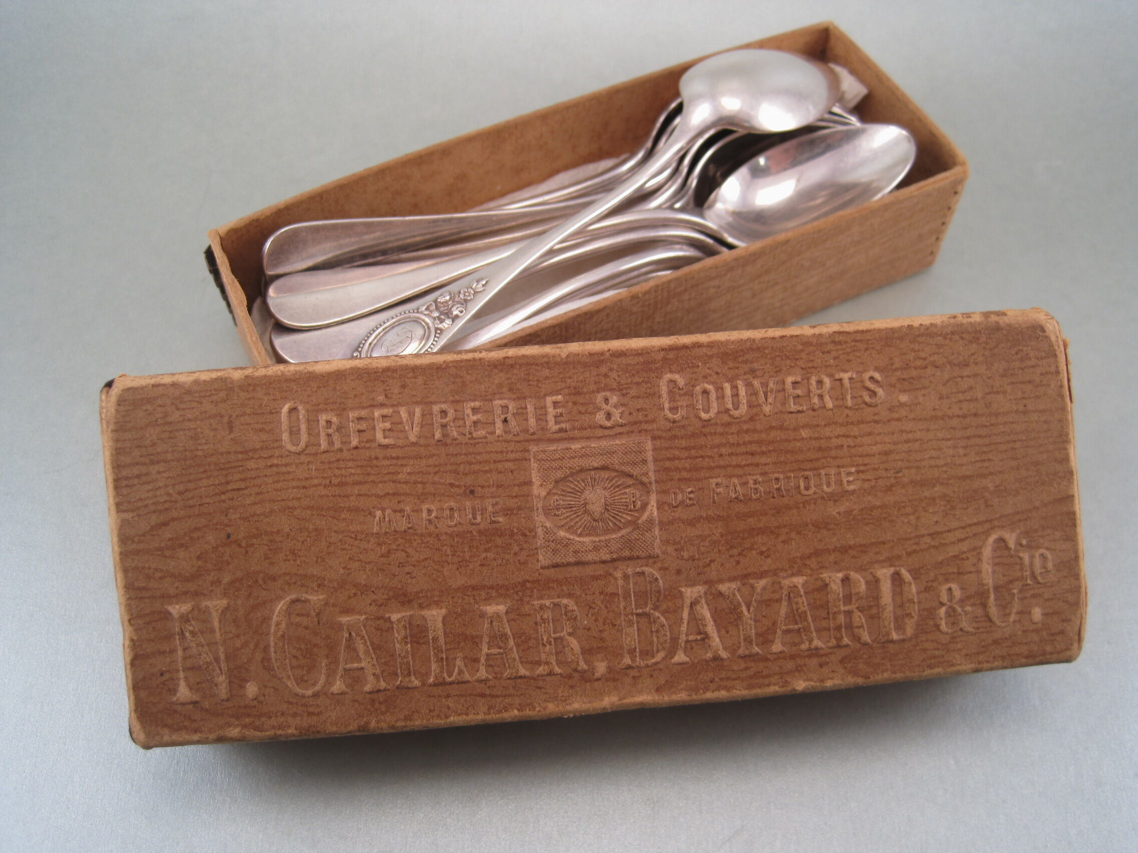 12 silver metal teaspoons Louis XVI CAILAR BAYARD & Cie style