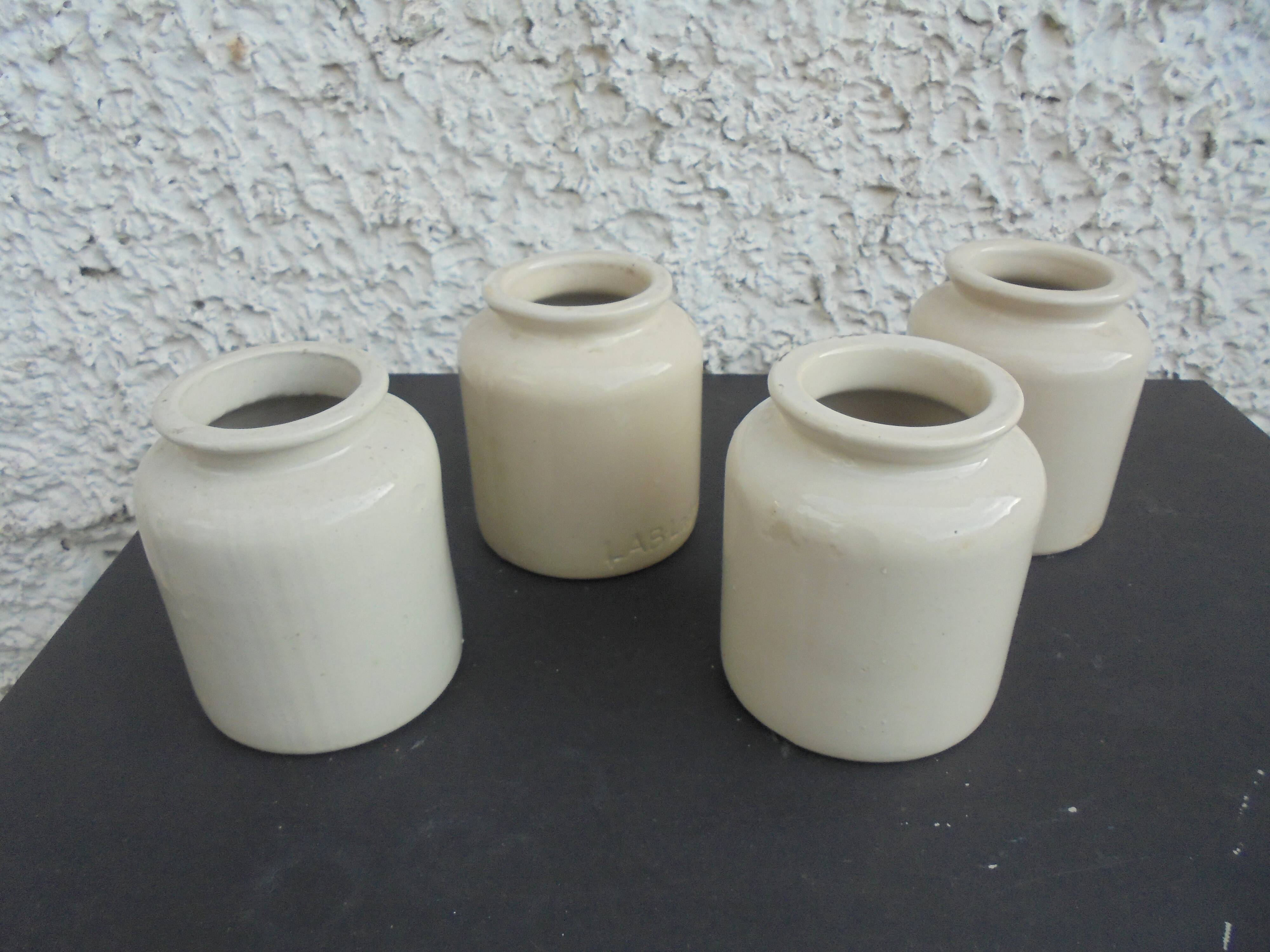 4 lab lagny mustard stoneware pots