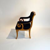 Biedermeier Armchair, Solid Beech, Black Boucle, South Germany circa 1830