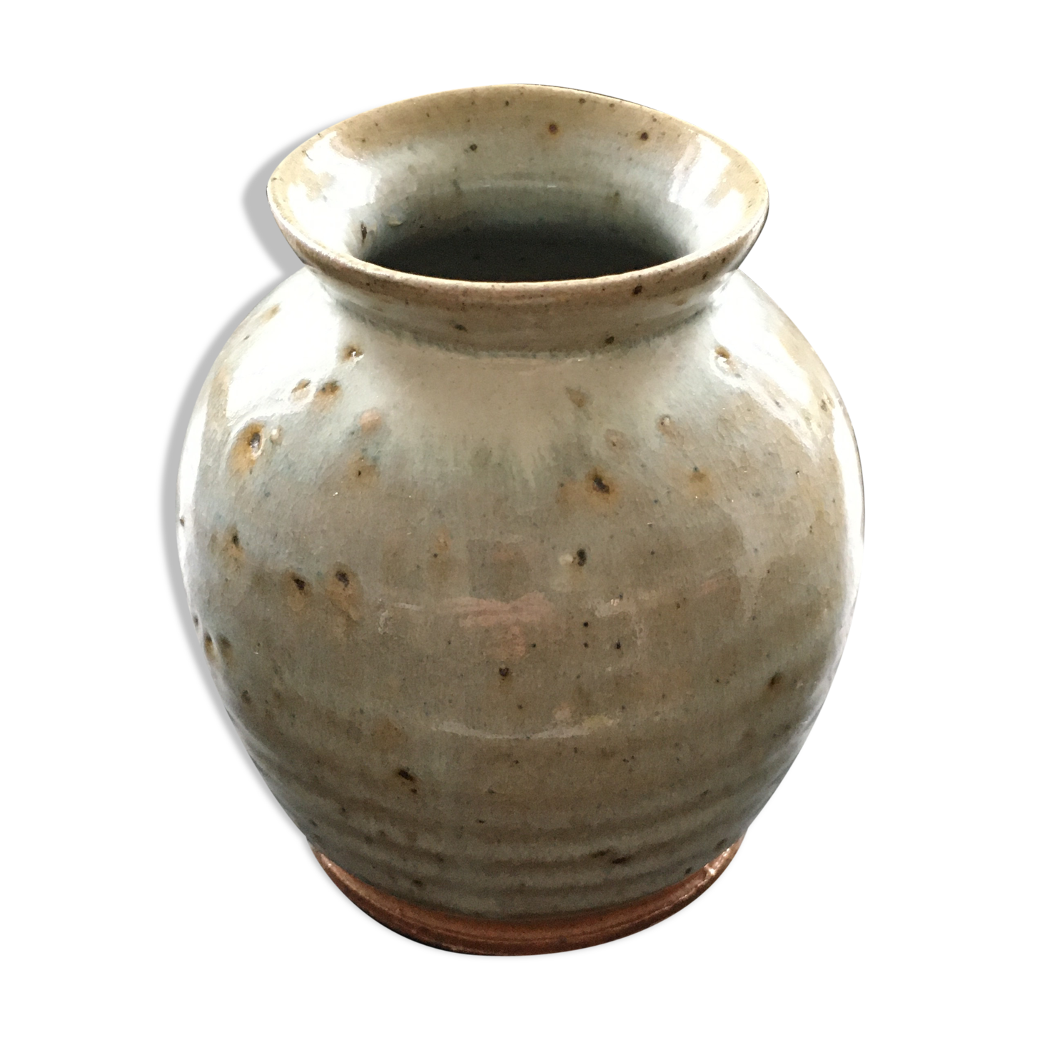 Vase grès beige moucheté