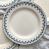 4 assiettes plates en terre de fer « Barbeaux » faience Clairefontaine