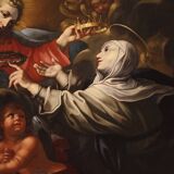 Peinture religieuse du XVIIème siècle, Sainte Catherine de Sienne choisit la couronne d'épines