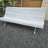 Old cast iron garden bench and wooden slats