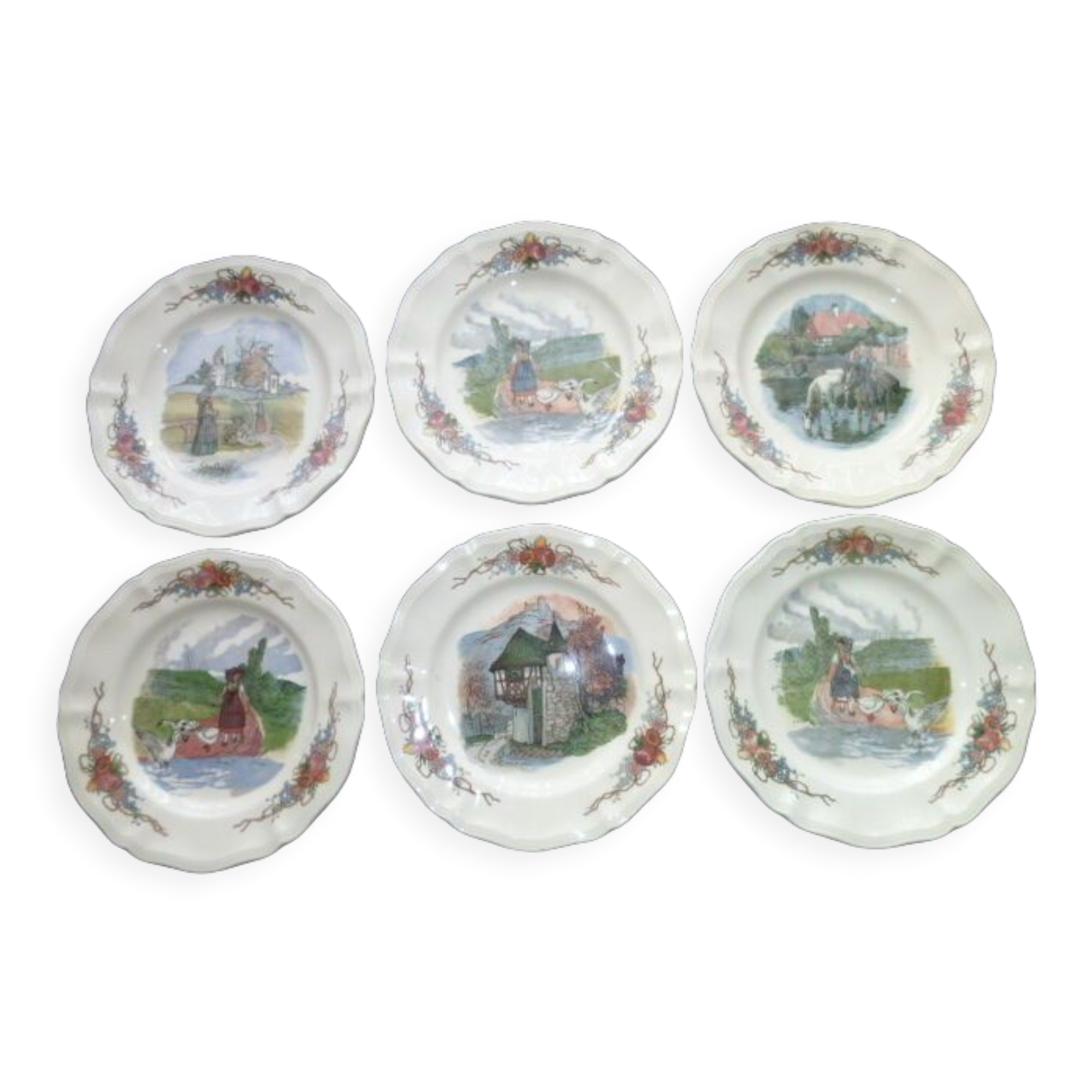 Set of 6 dessert plates in Sarreguemines model Obernai