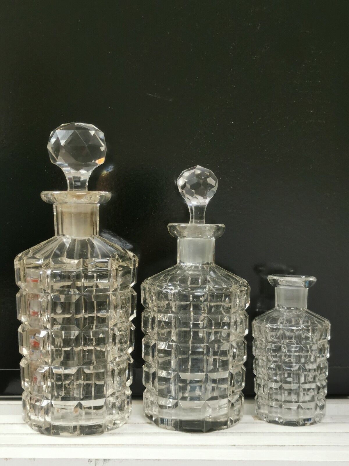 set of 3 old perfume bottles, Baccarat Crystal