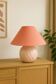 Vintage powder pink ceramic lamp with coral shade