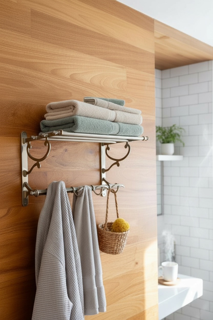 Art Deco wall coat rack shelf