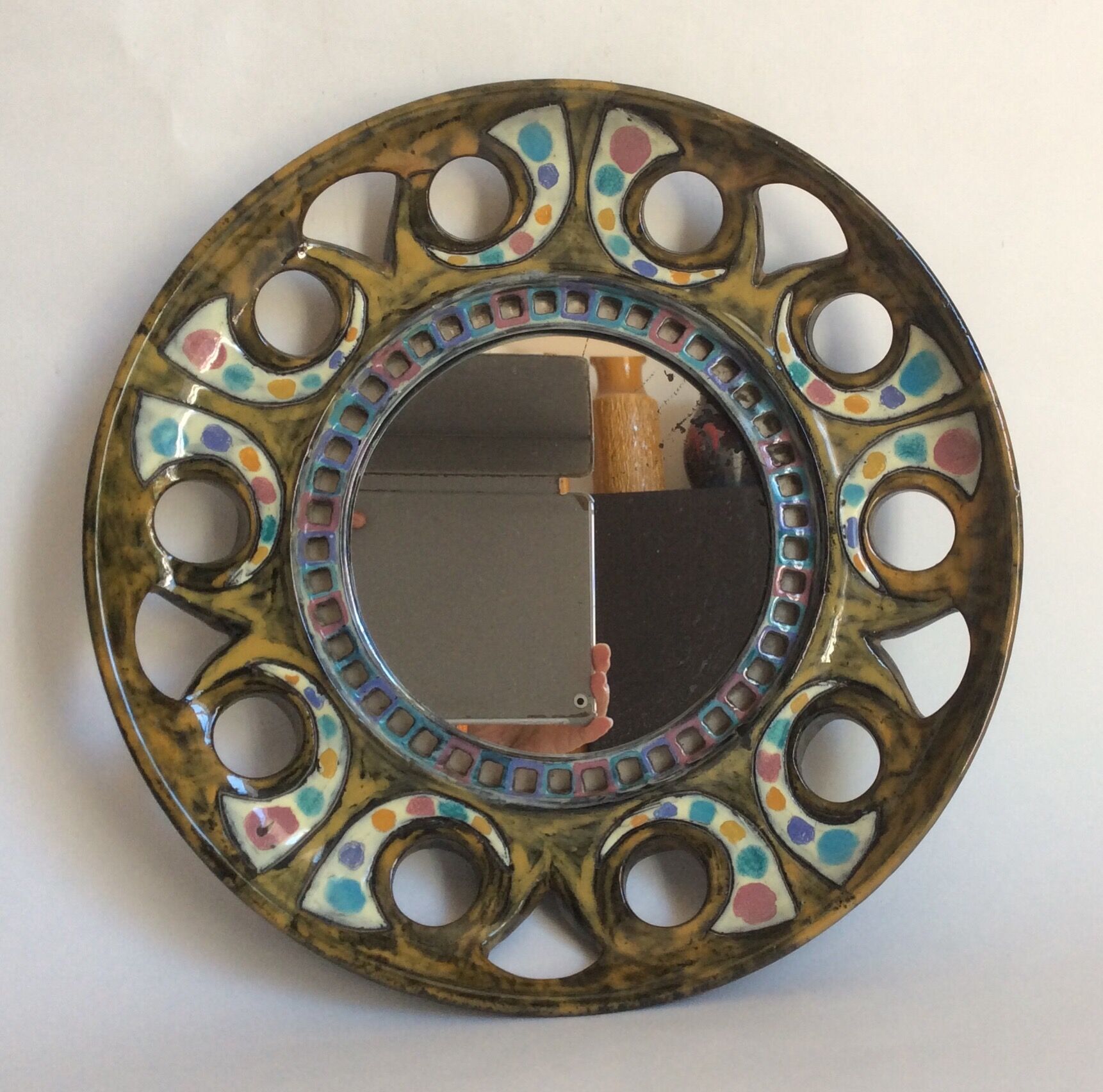 Ceramic mirror from the 1960s 32cm