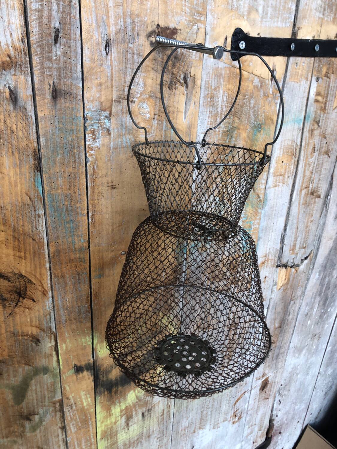 Old Fishing Net Vintage Foldable Metal Basket