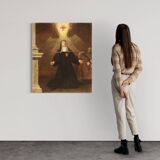 Tableau religieux ancien huile sur toile Saint en extase