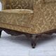 1950s, Danish relax armchair, furniture velour, carved oak wood.