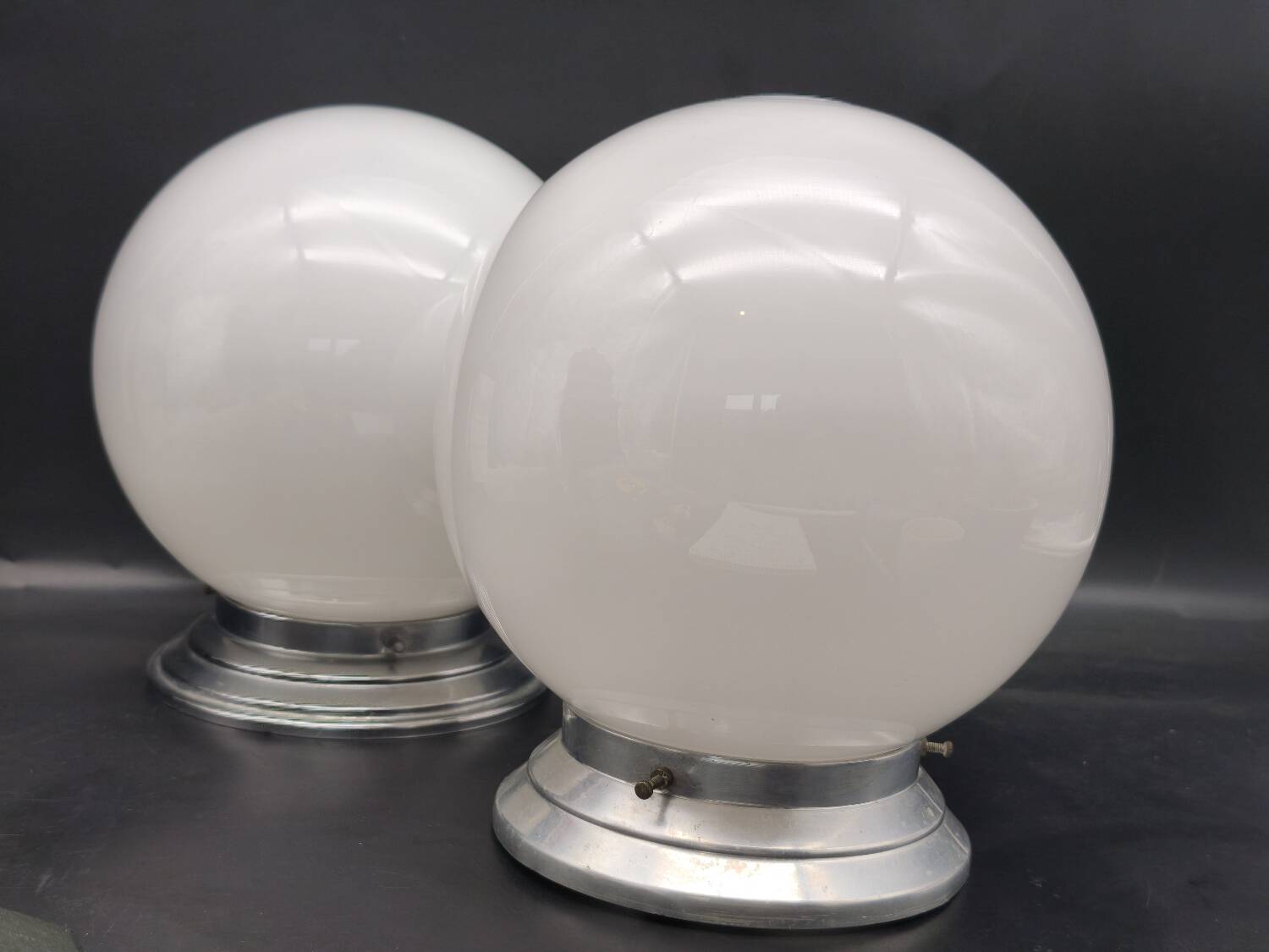 Pair of white opaline ceiling lights