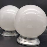 Pair of white opaline ceiling lights