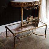Table basse en verre et laiton