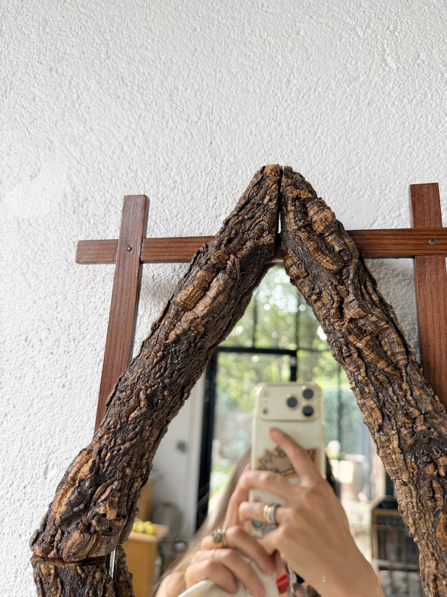 Rustic mirror wood 1900 folk art