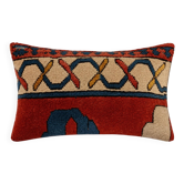 Vintage Cushion Cover in Long Pile Carpet, Turkish Geometric Pattern, 30 x 50 cm