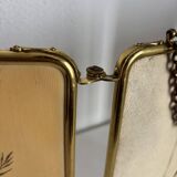Miroir vintage 1920 triptyque barbier doré fleurs neuf bon marché - 28 x 60