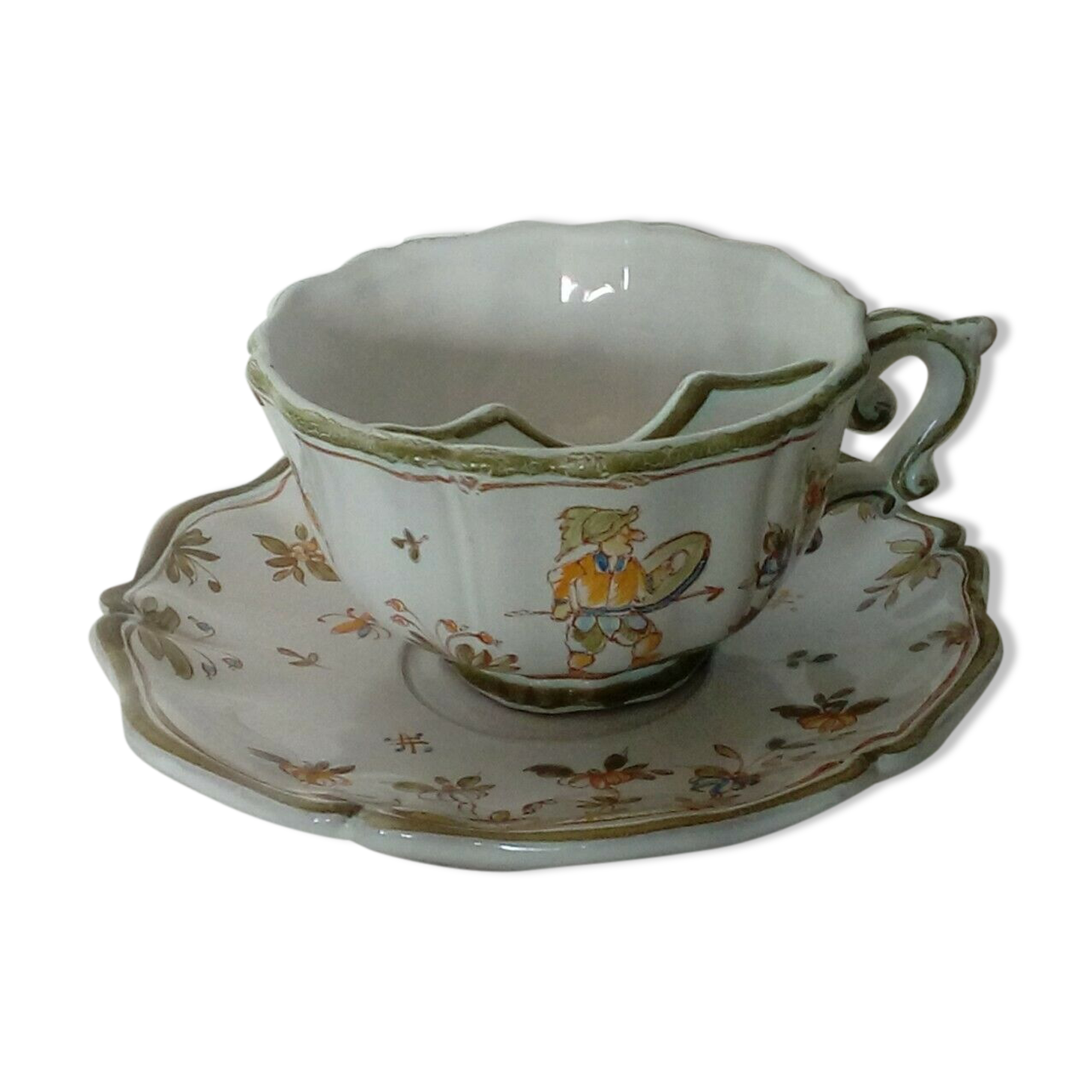 Lallier moustier faience mustache cup