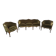 Mid 20th Century Italian Style Armchairs and Sofa in Walnut Wood Carved - 3 Pieces