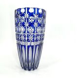 Cobalt blue cut crystal bohemian vase, 1960s