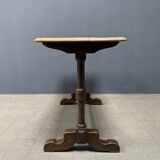 Table de bistrot ancienne française avec plateau en bois d'orme clair