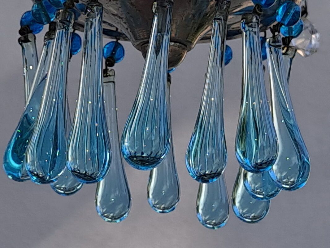 Mid Century Italian Murano Chandelier Blue