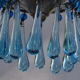 Mid Century Italian Murano Chandelier Blue