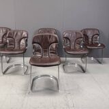 Lot de 6 chaises de salle à manger vintage par Willy Rizzo pour cidue, années 1970