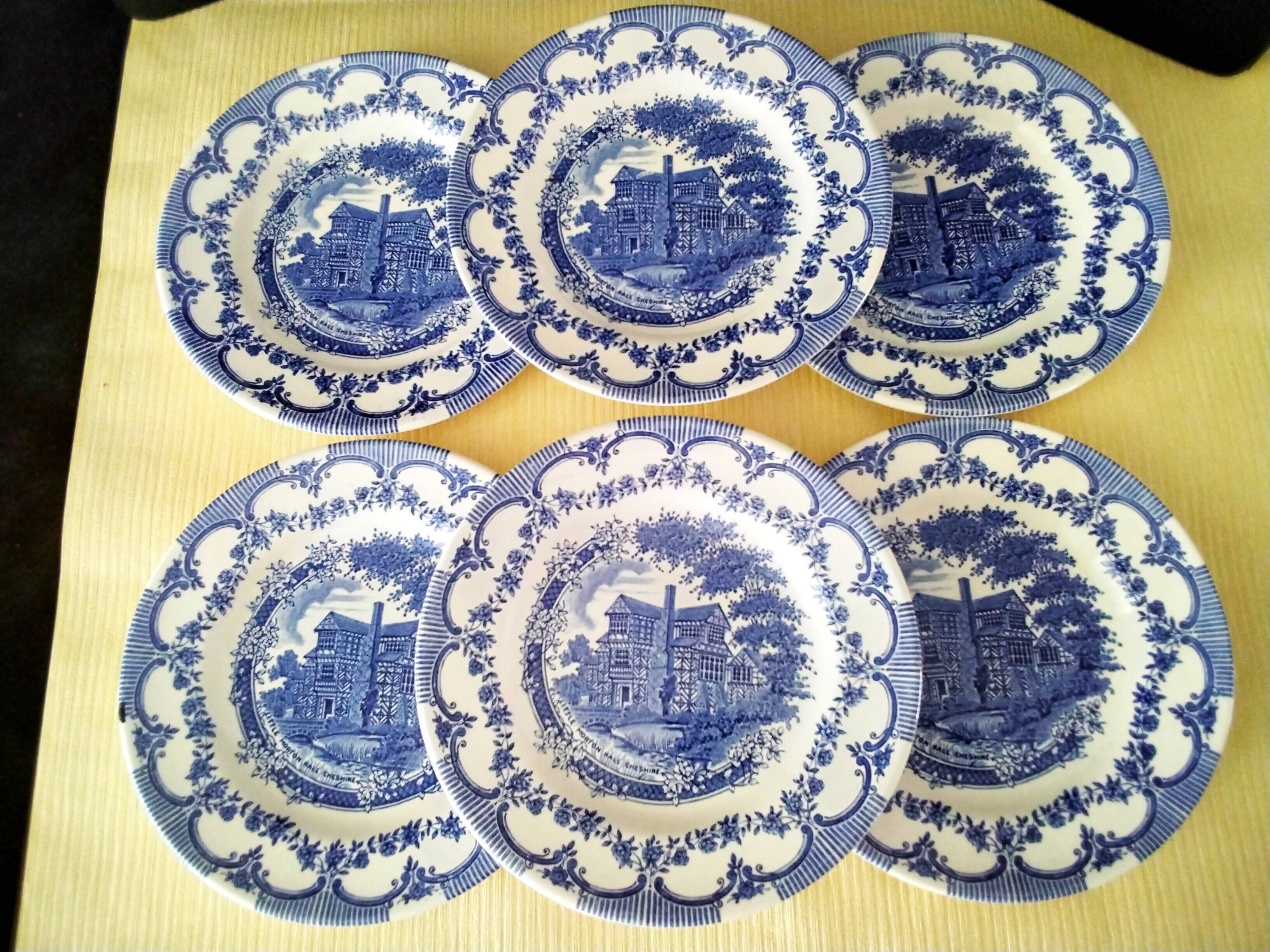 6 Staffordshire dessert plates