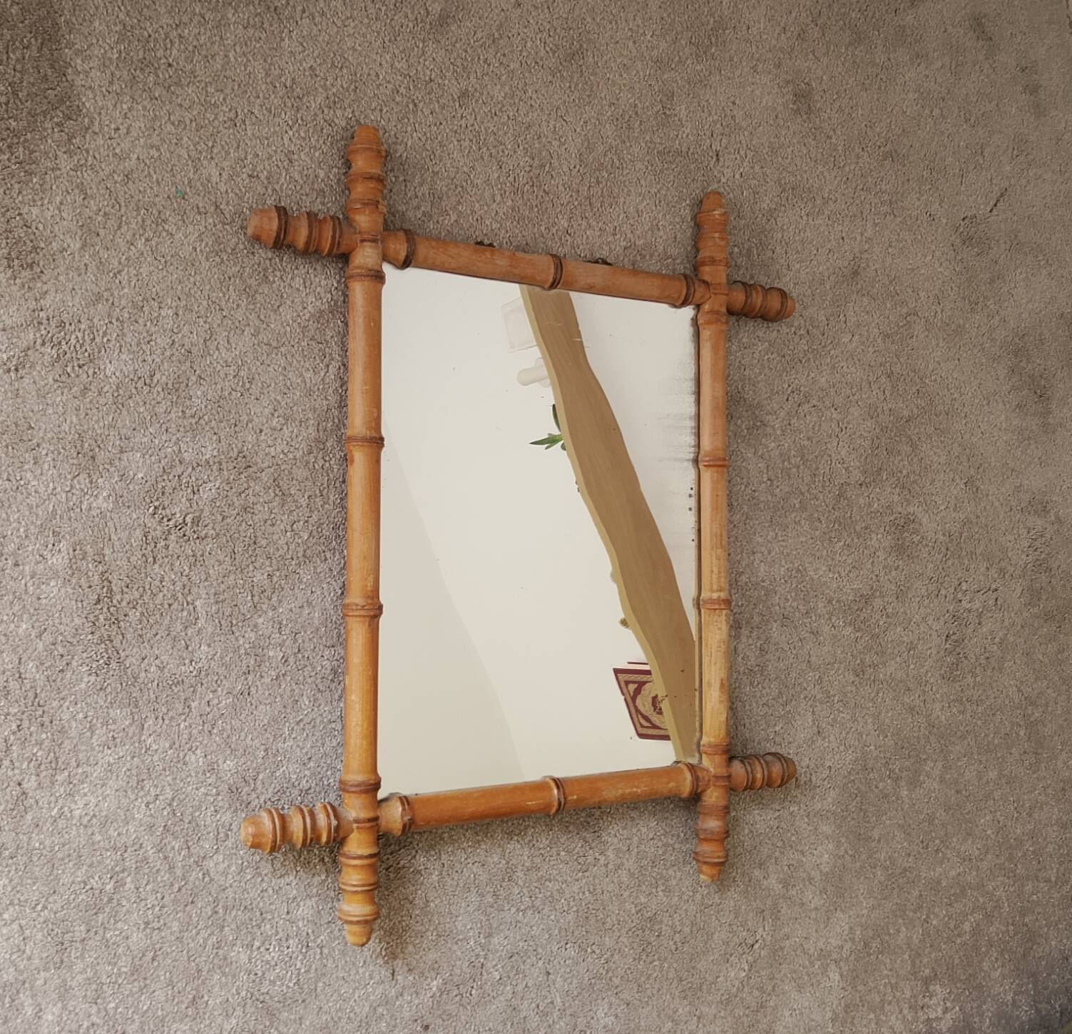 Antique French mirror from the Belle Époque in faux bamboo, 1890/1900.