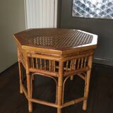 Rattan and wicker side table, 1950
