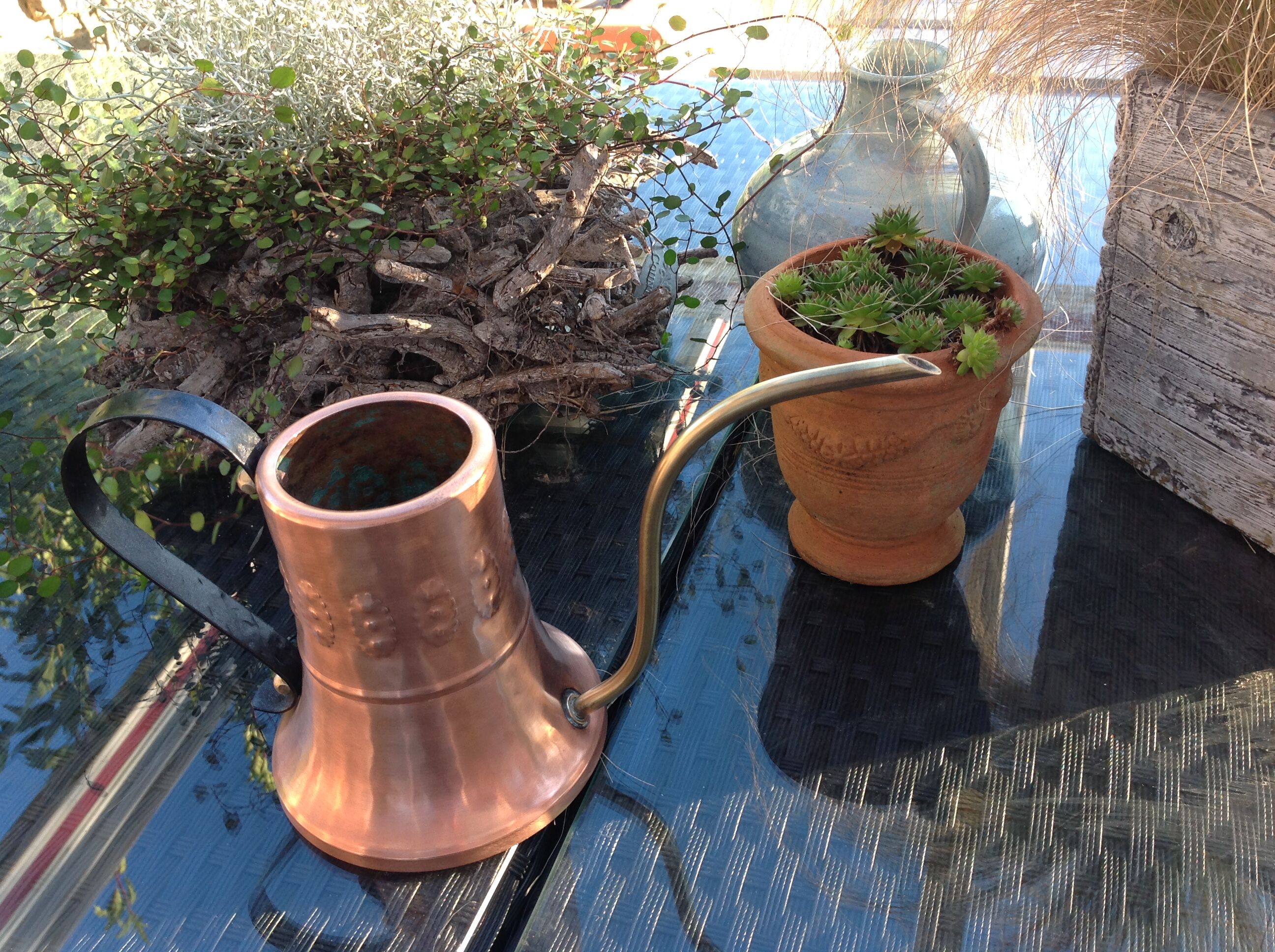 Brushed red copper watering can vintage 60s/70s