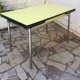 Plastilux yellow formica table with extensions 50s