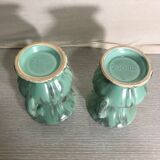 Pair De Vase Old SG KERAMIK - Anse Ceramics Green Coulure - Vintage Grey