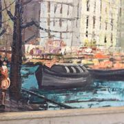 Oil painting on Swedish canvas "City and Canal" by Valentine