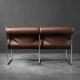 Two-seater canapé in steel and brown faux leather, Germany 1970.