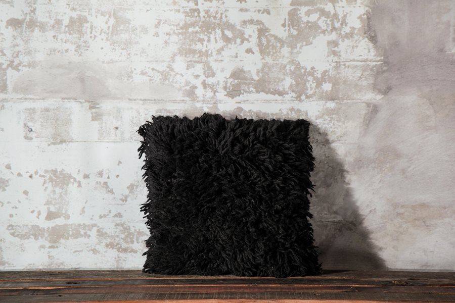 Black Berber cushion in wool 40x40