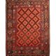 Deep Red Afghan Kilim Rug, Large Geometric Wool Handmade Carpet 200x337 cm