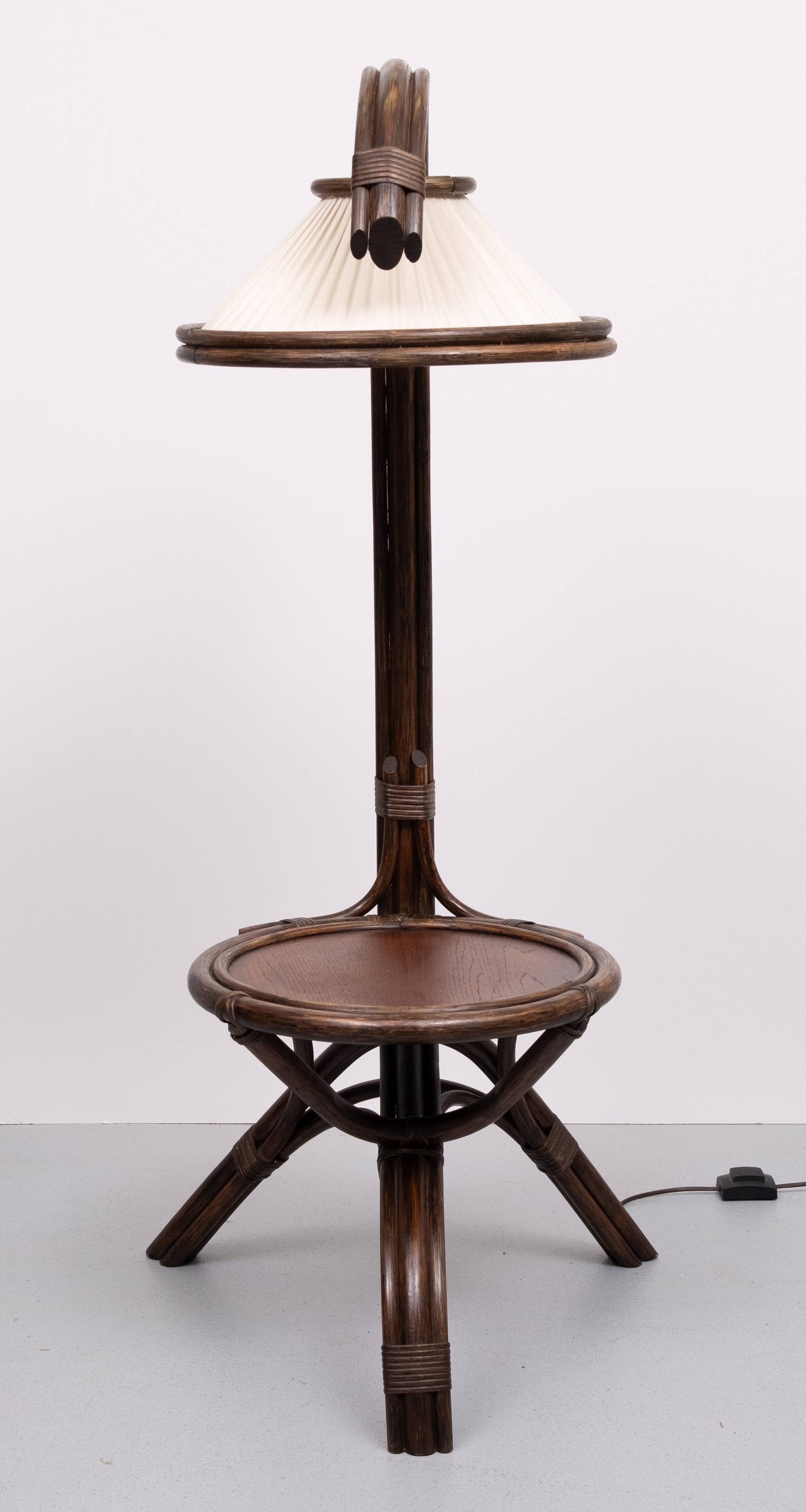 Fantastic Rattan Floor lamp and table 1970s