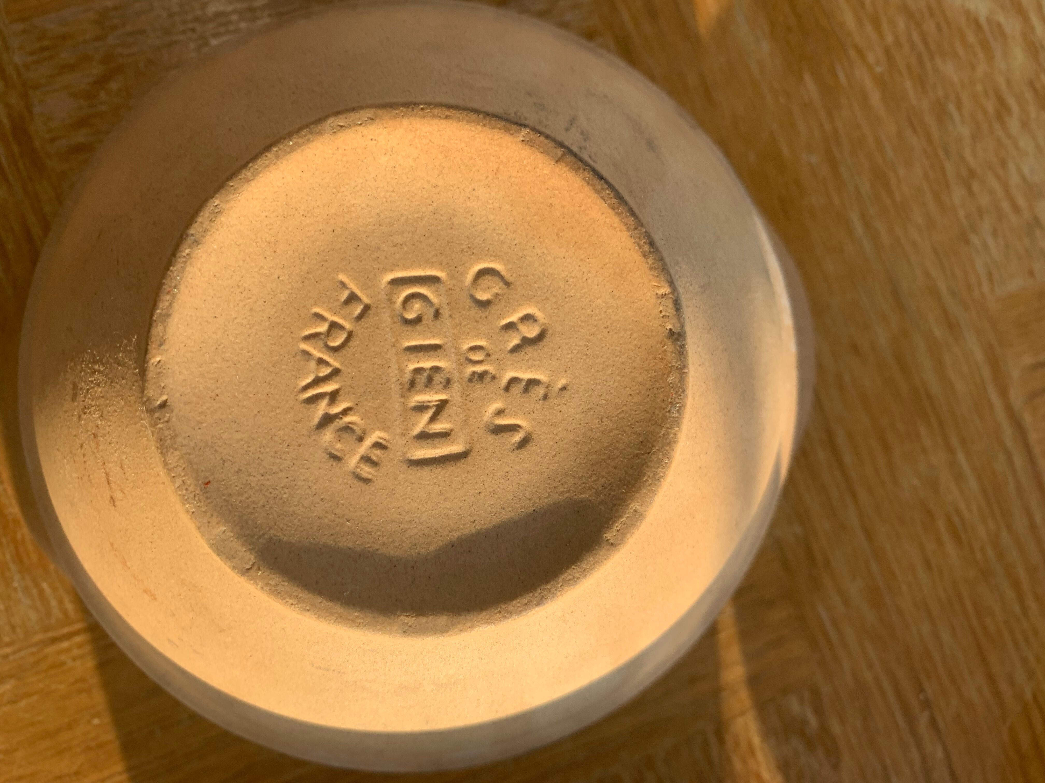 4 bowls in eared stoneware, vintage Gien France sandstone